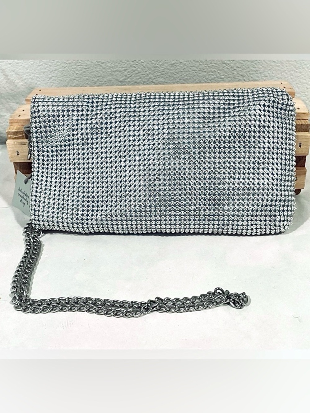 Silver Rhinestone Clutch or Crossbody Bag | a new day | Detachable Strap | NWT